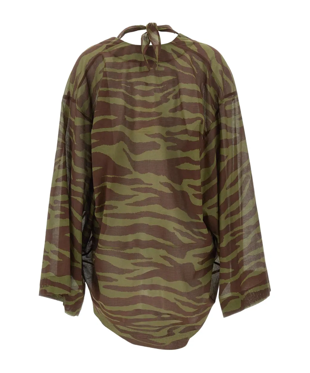 V-Neck Printed Mini Dress