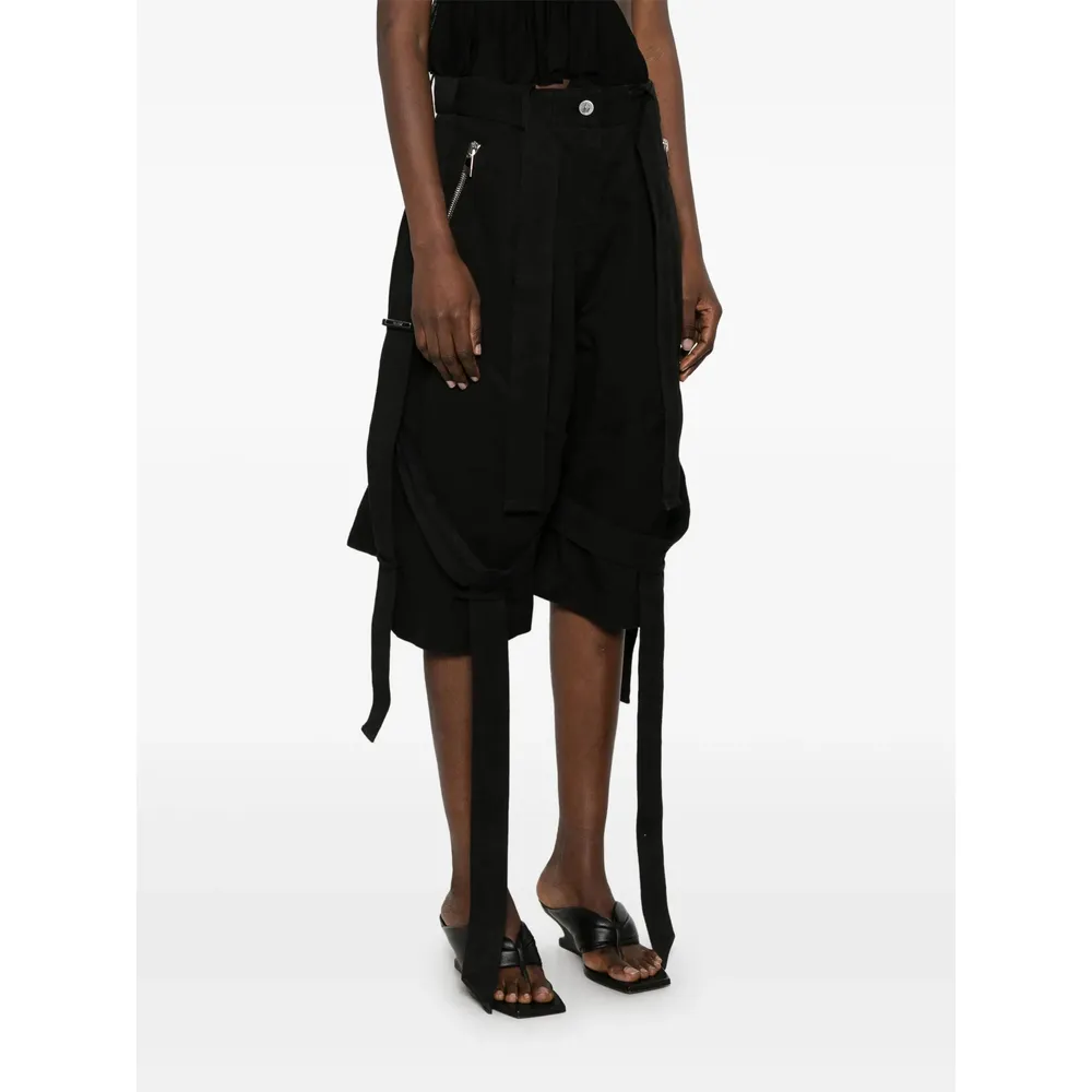 Strap Detailed Wide Leg Shorts