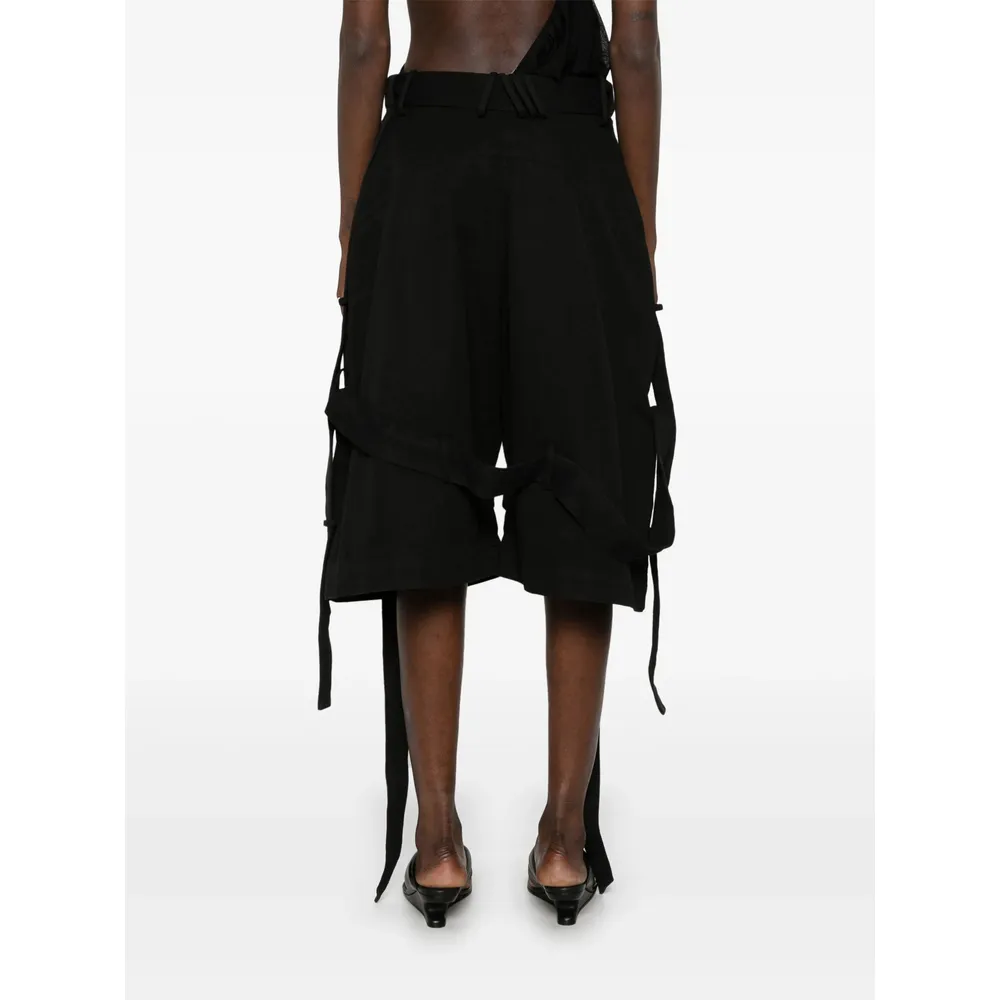 Strap Detailed Wide Leg Shorts