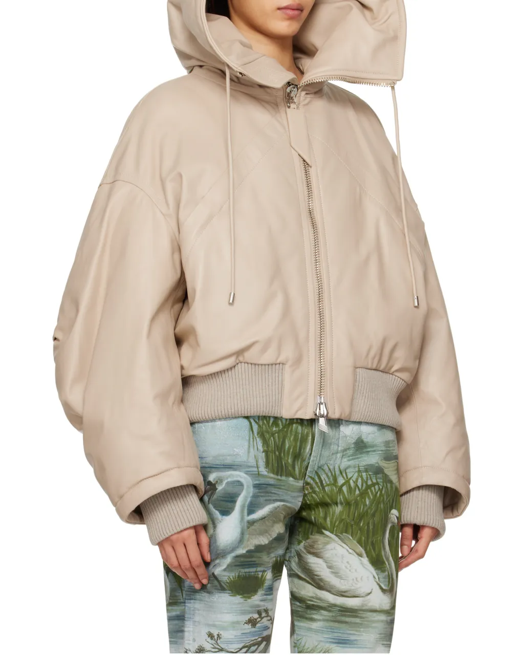 Padded Leather Bomber Jacket