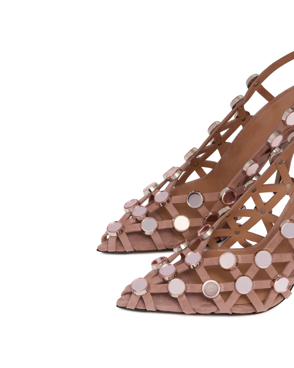 Pointed Toe Grid Slingbacks