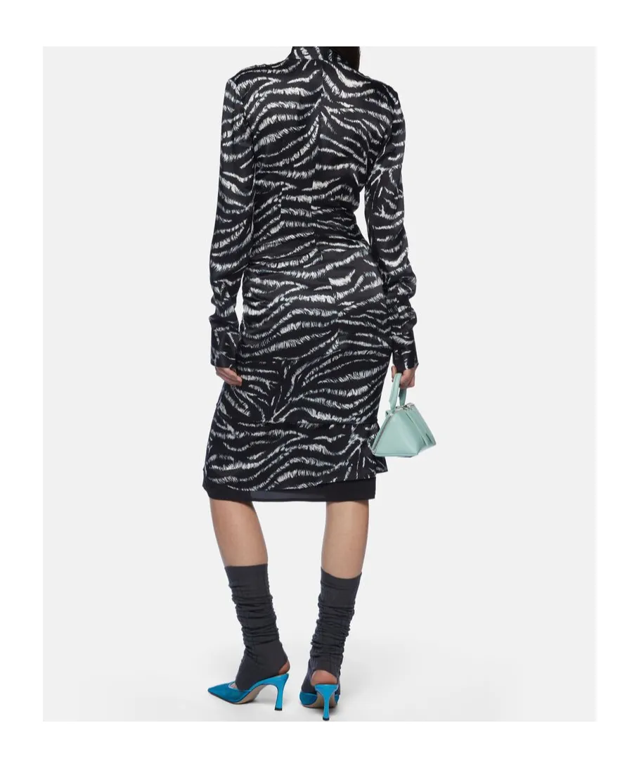 Zebra Printed Satin Midi Skirt