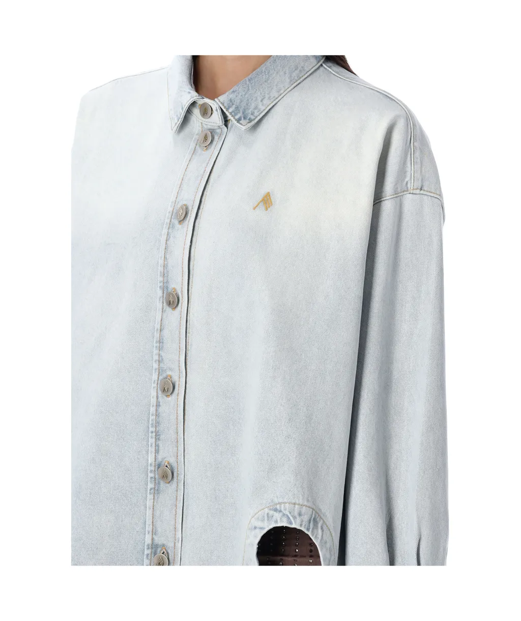 Diana Logo Embroidered Denim Shirt