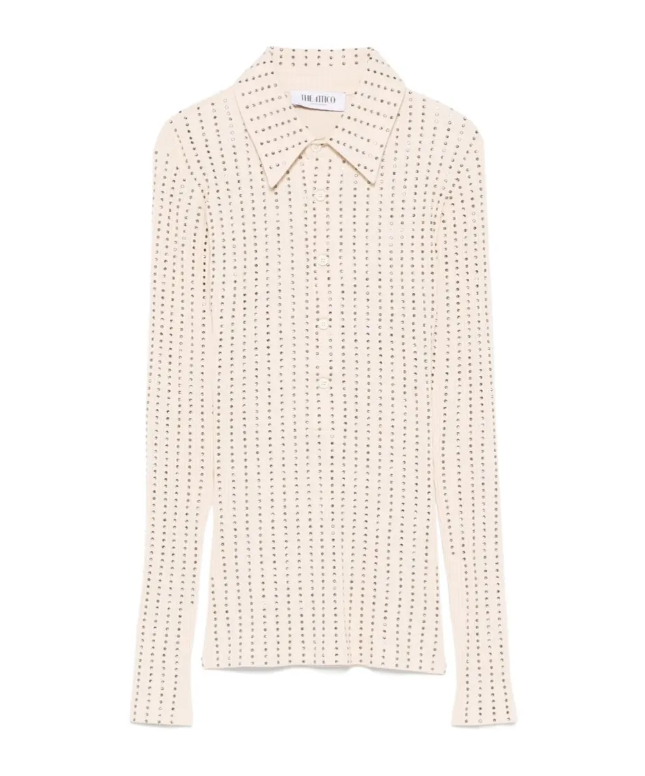 Embellished Long-Sleeved Polo Shirt