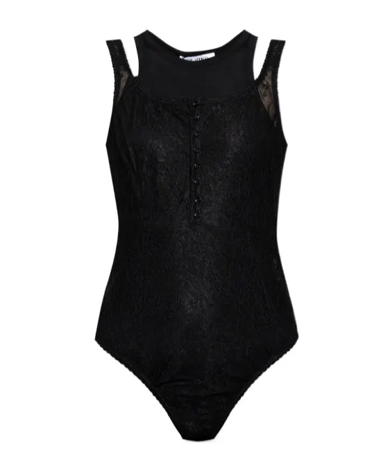 Lace-Detailed Crewneck Bodysuit