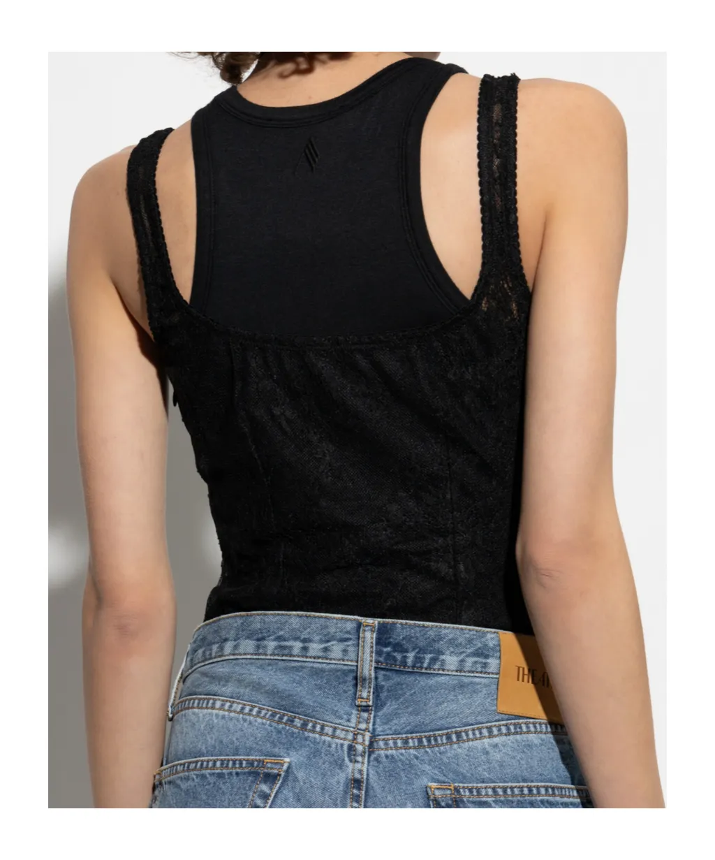 Lace-Detailed Crewneck Bodysuit