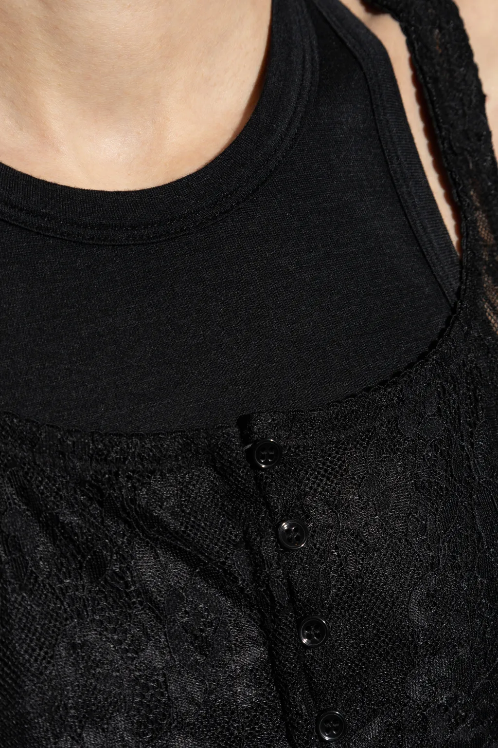 Lace-Detailed Crewneck Bodysuit