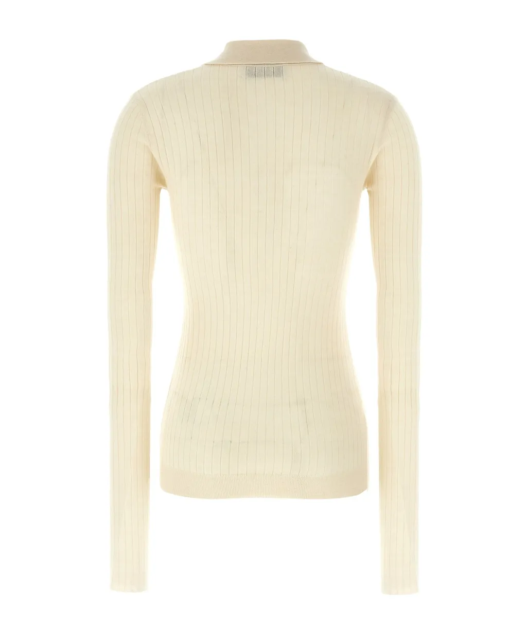 Ribbed Polo Sweater