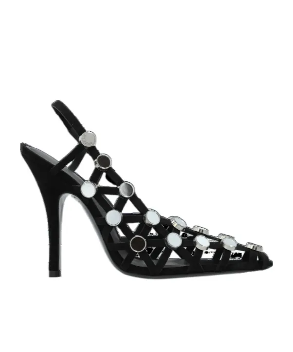 Grid Slingback Pumps
