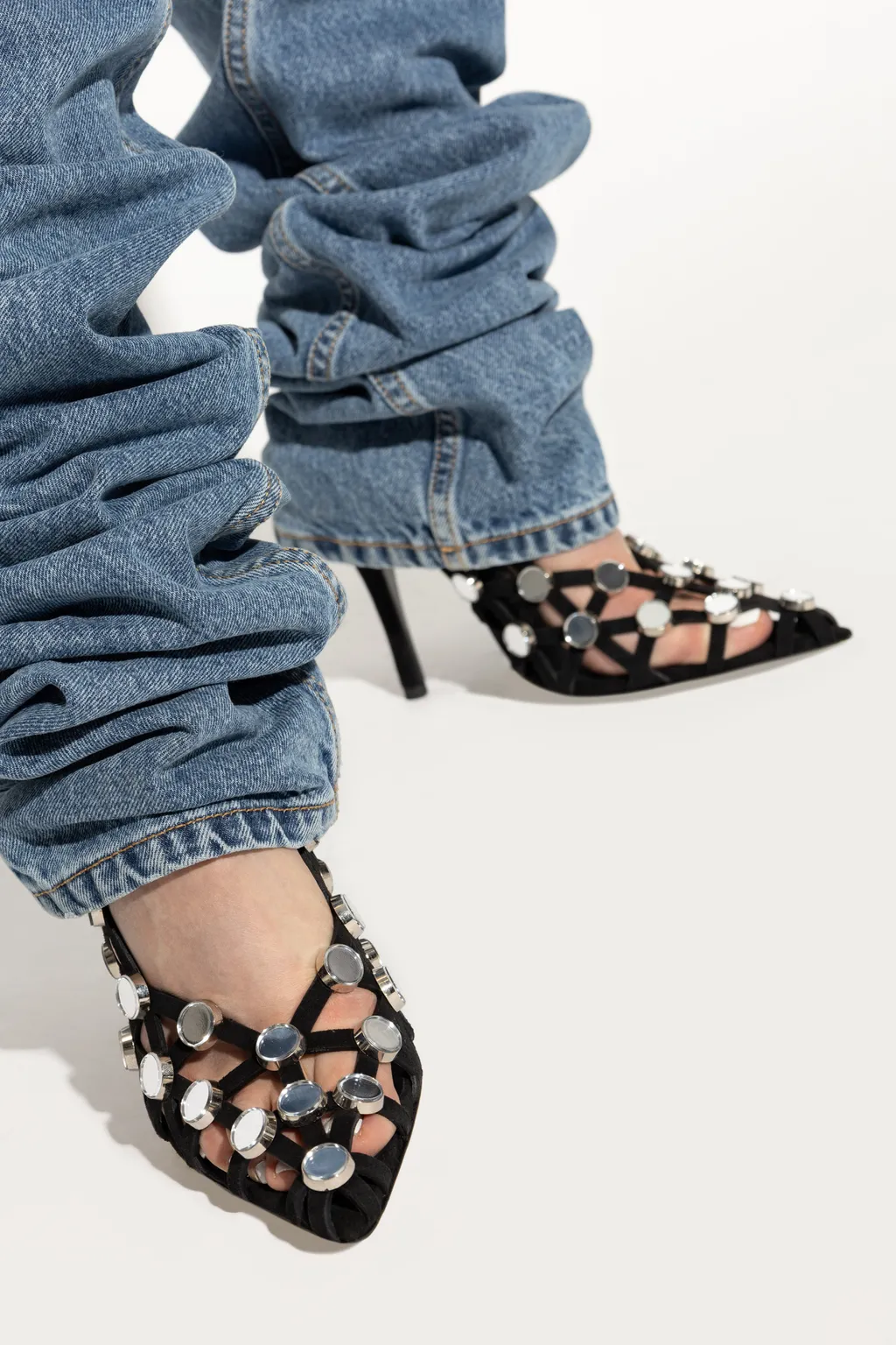 Grid Slingback Pumps