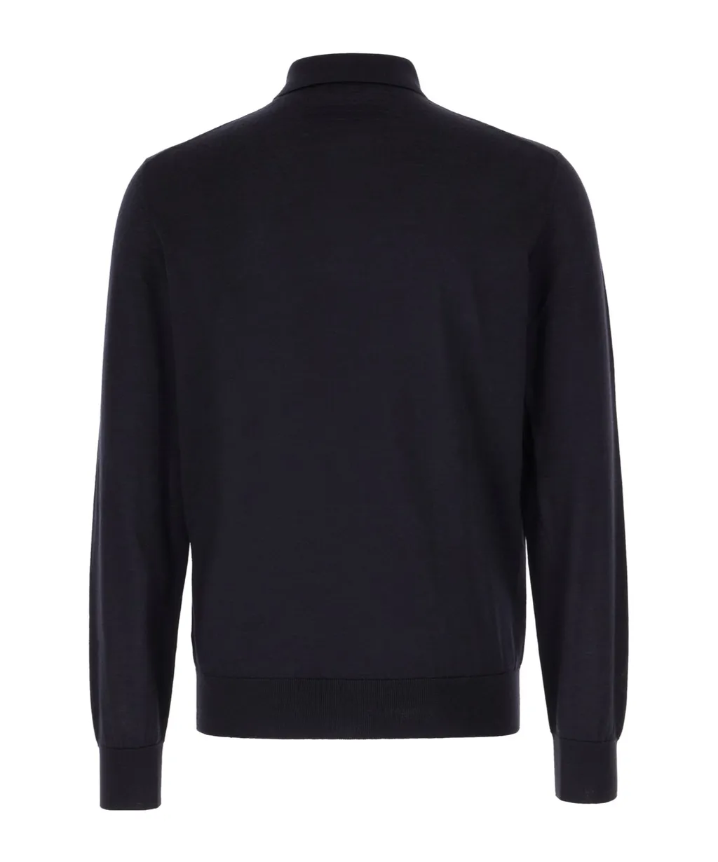Long-Sleeved Knitted Polo Shirt