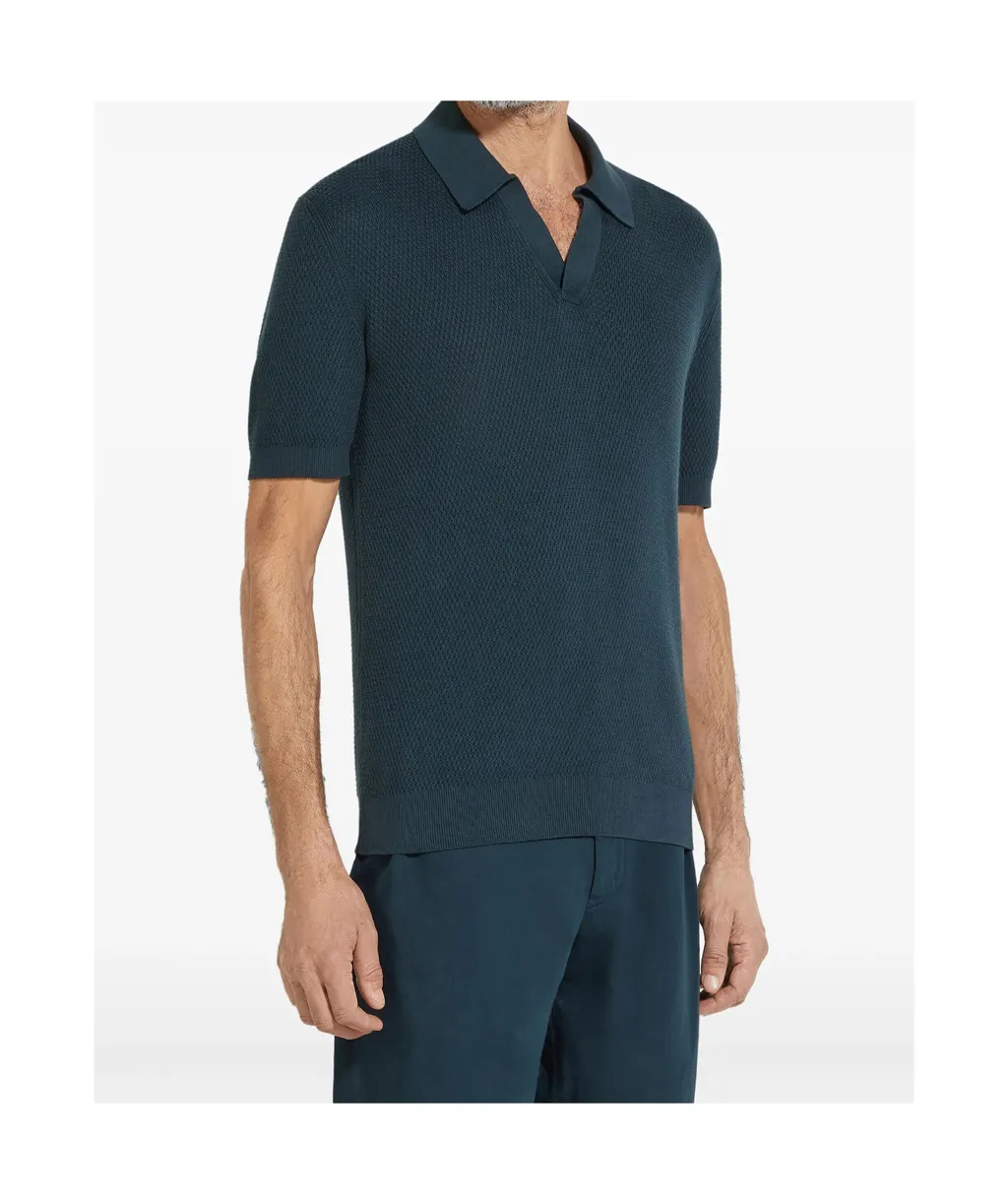 Short-Sleeved Knitted Polo Shirt