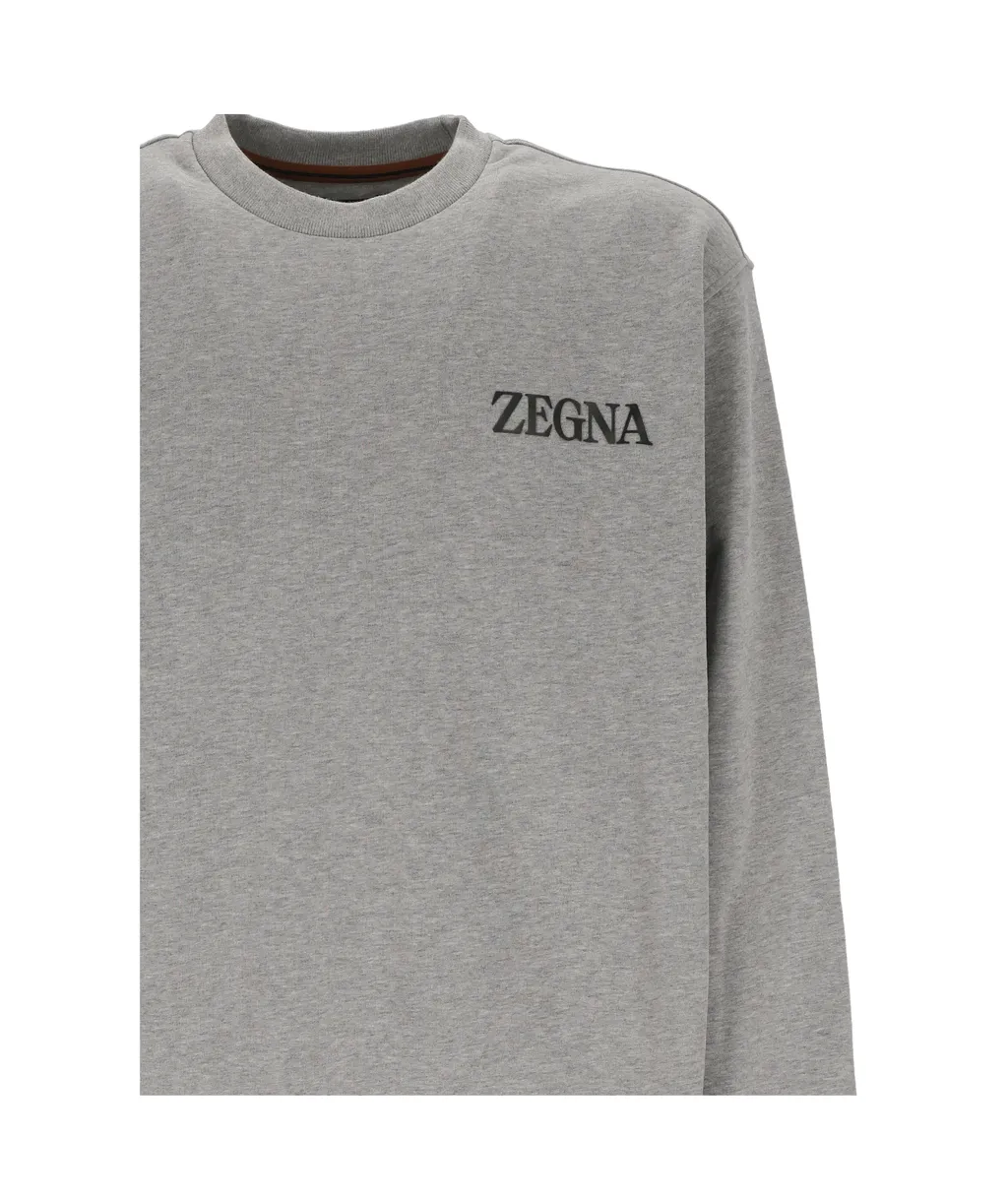 Z Zegna Logo Detailed Crewneck Sweatshirt