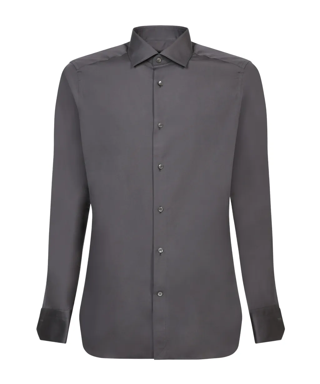 Curved Hem Poplin Shirt