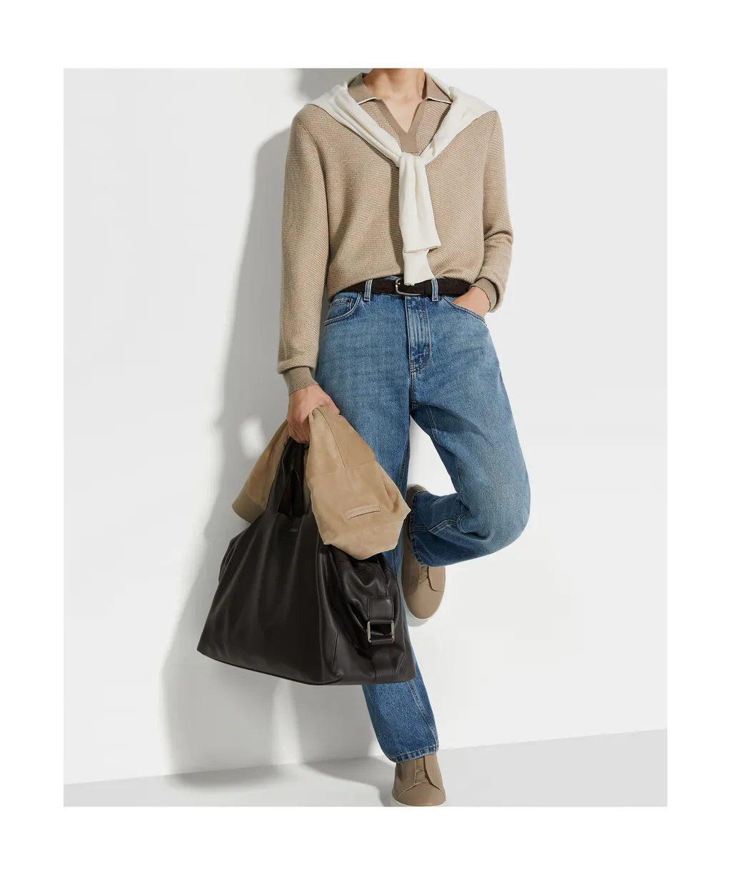 Long-Sleeved Knitted Polo Shirt