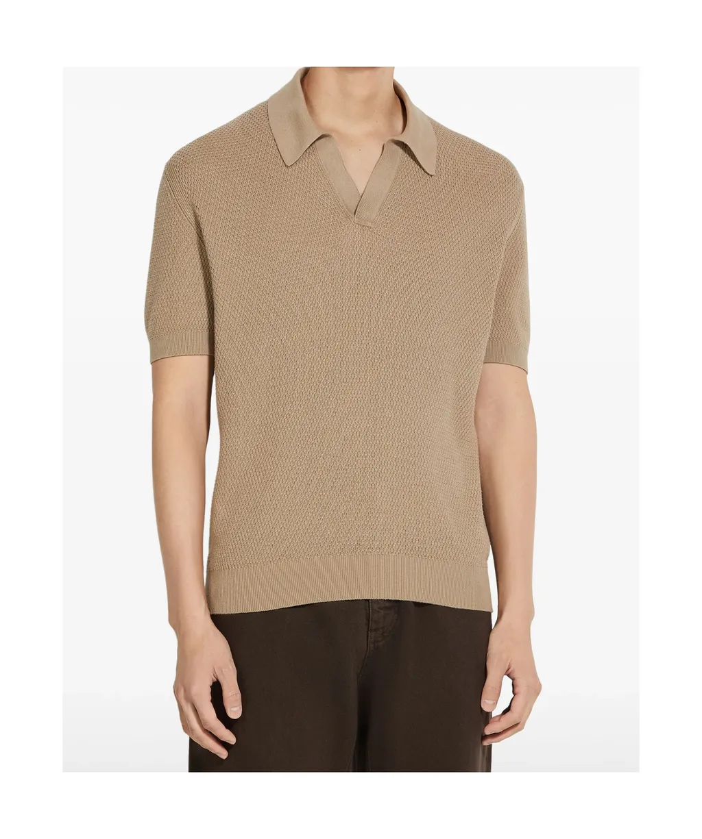 Short-Sleeved Knitted Polo Shirt