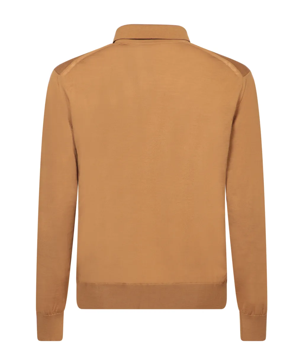 Straight Hem Fine-Knit Polo Shirt
