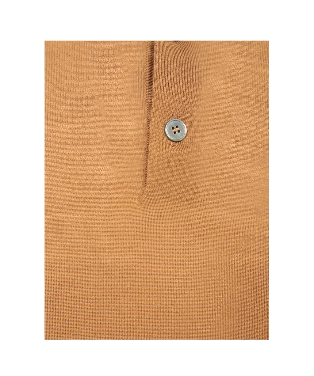 Straight Hem Fine-Knit Polo Shirt