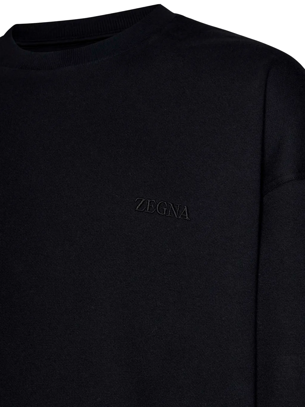 Logo Embroidered Drawstring Hem Crewneck Sweatshirt