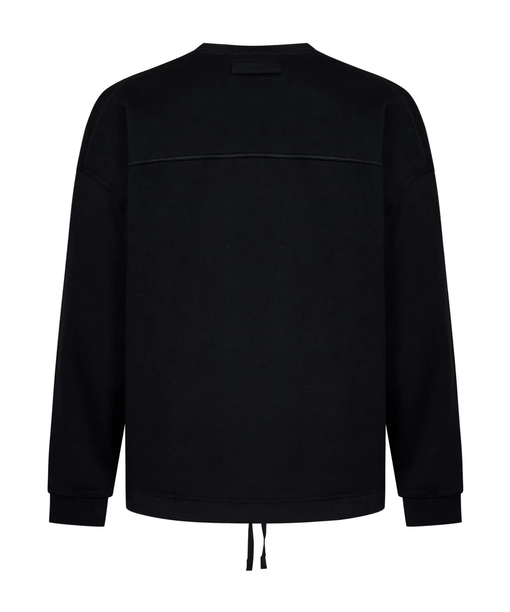 Logo Embroidered Drawstring Hem Crewneck Sweatshirt