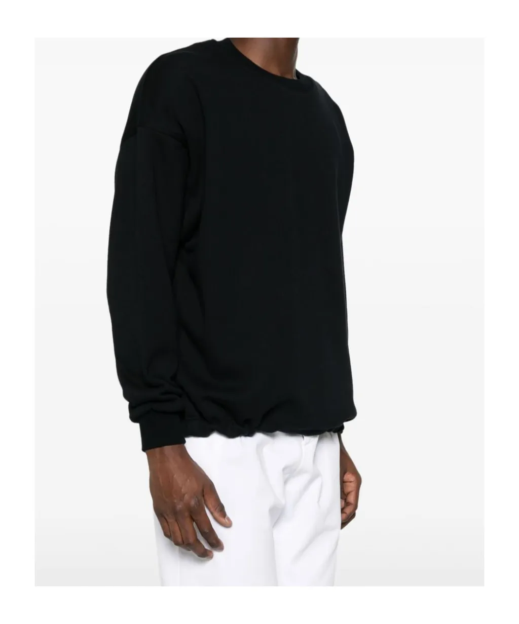 Logo Embroidered Drawstring Hem Crewneck Sweatshirt