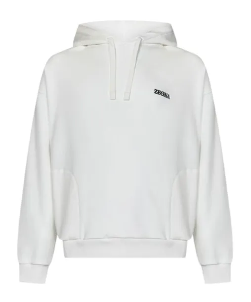 Z Zegna Logo Embroidered Drawstring Hoodie