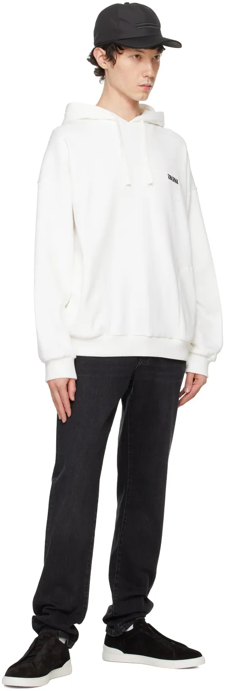Z Zegna Logo Embroidered Drawstring Hoodie