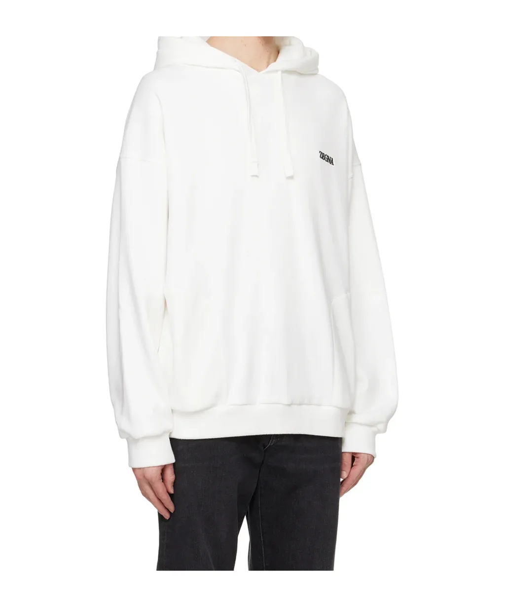 Z Zegna Logo Embroidered Drawstring Hoodie