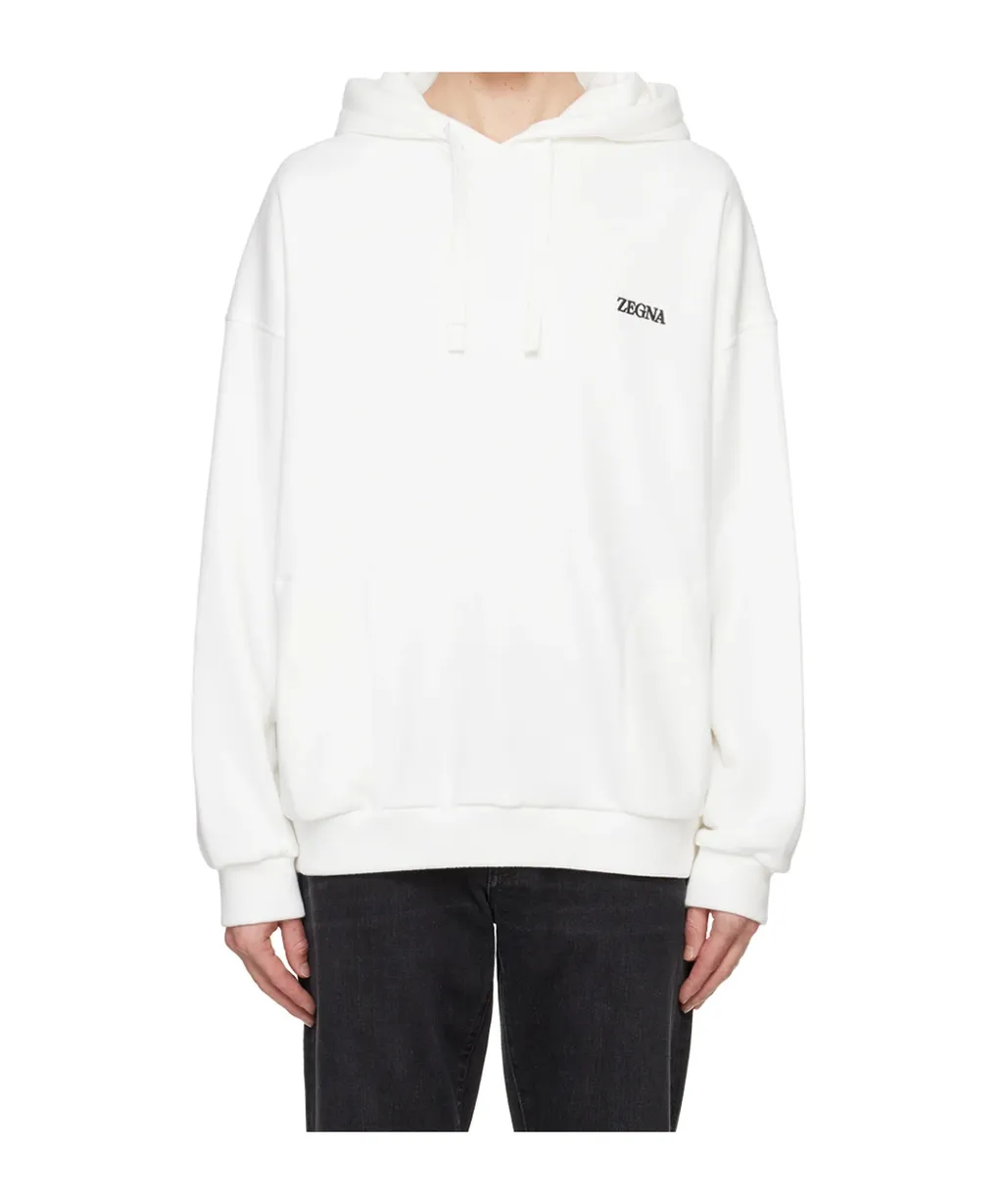 Z Zegna Logo Embroidered Drawstring Hoodie