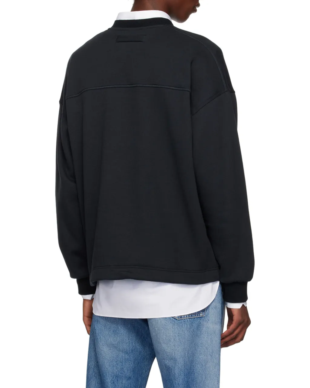 Logo Embroidered Drawstring Hem Crewneck Sweatshirt