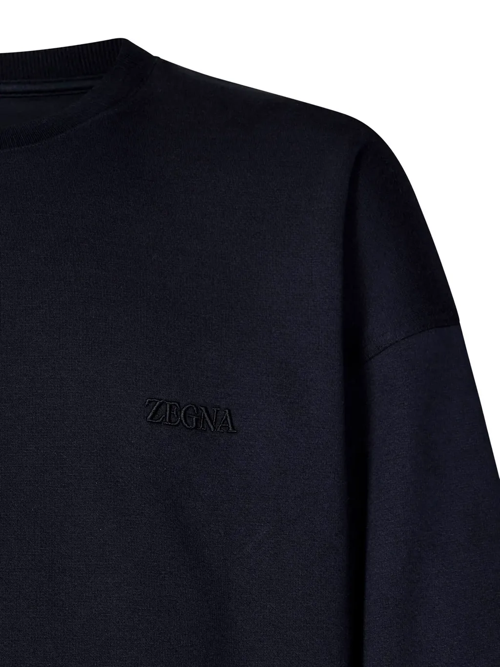Logo Embroidered Drawstring Hem Crewneck Sweatshirt