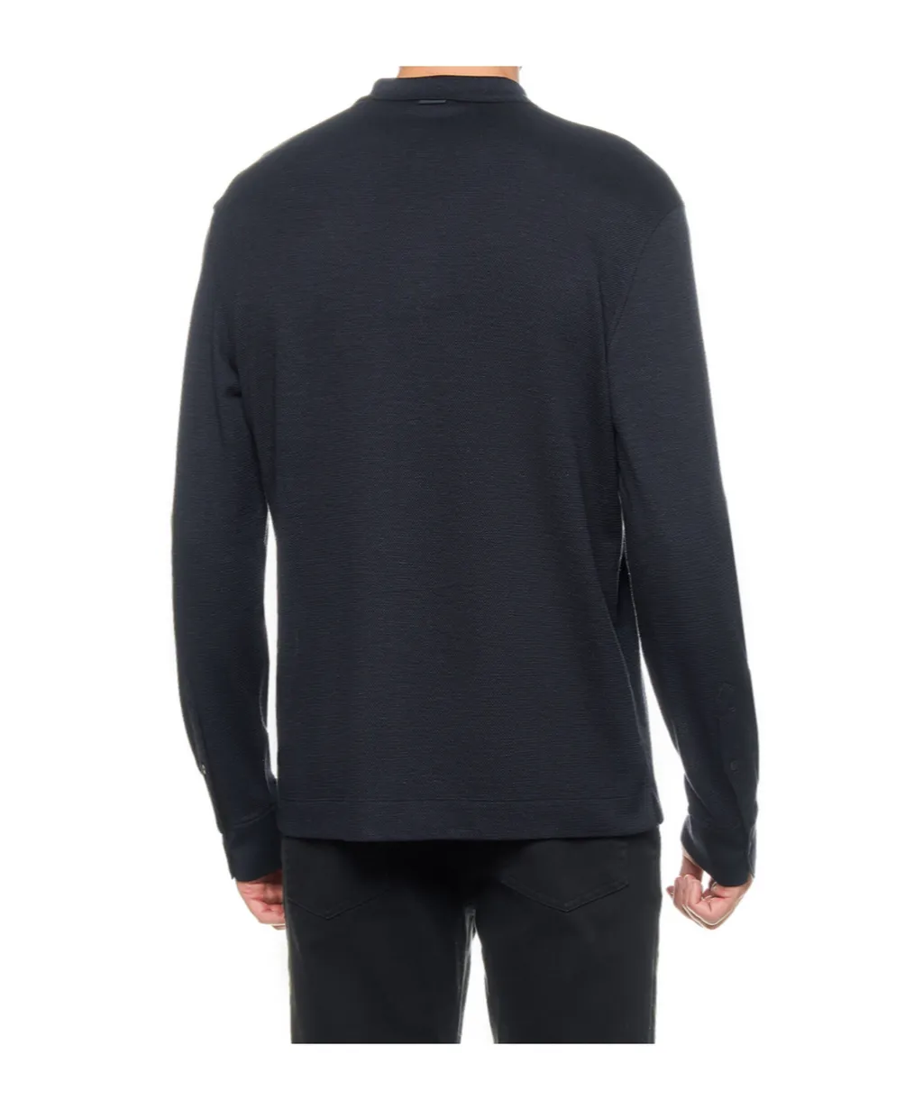 Long Sleeved Fine-Knit Polo Shirt