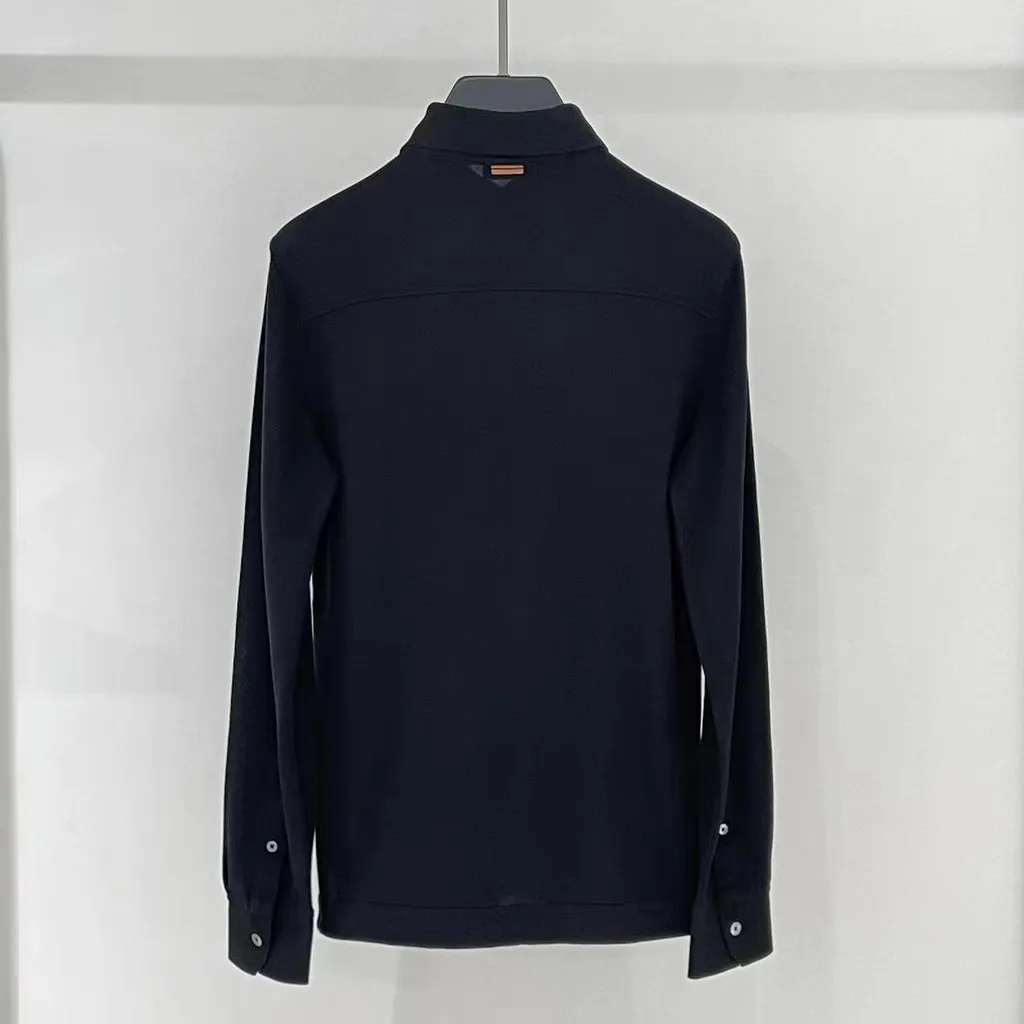 Lapel Long-Sleeved Polo Shirt