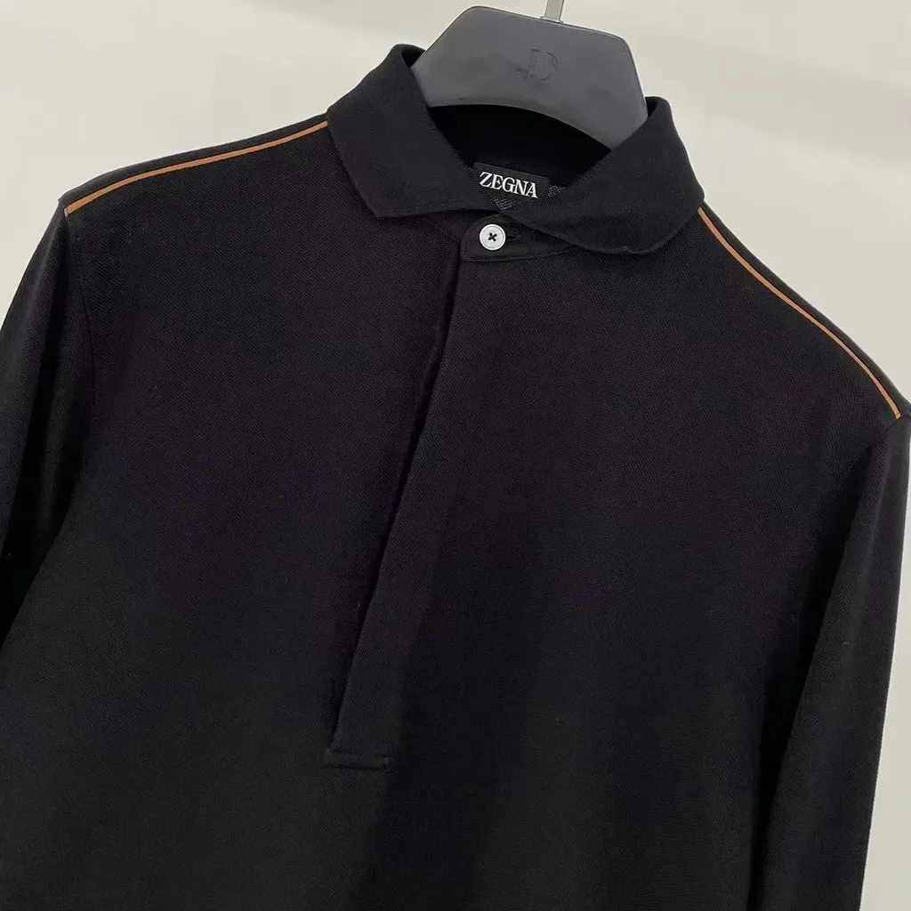 Lapel Long-Sleeved Polo Shirt
