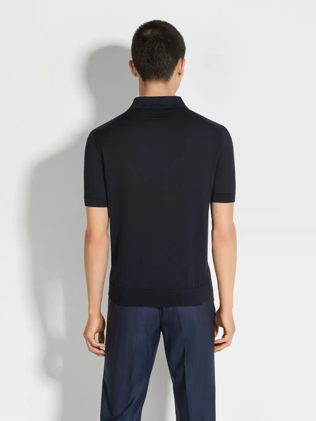 Ribbed-Trim Cotton Polo Shirt