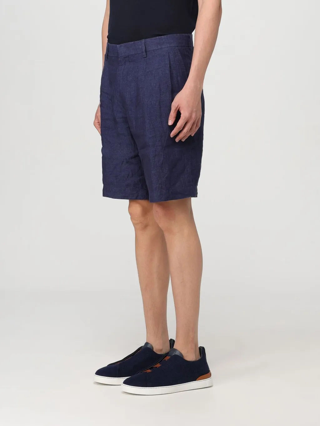 Pleated Linen Bermuda Shorts