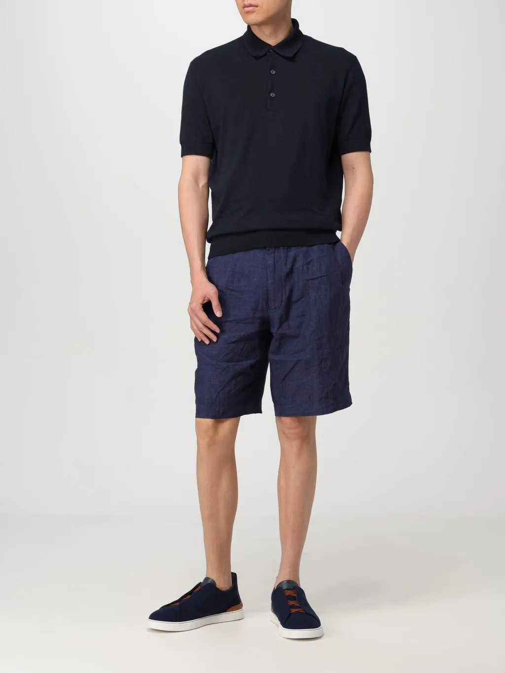 Pleated Linen Bermuda Shorts