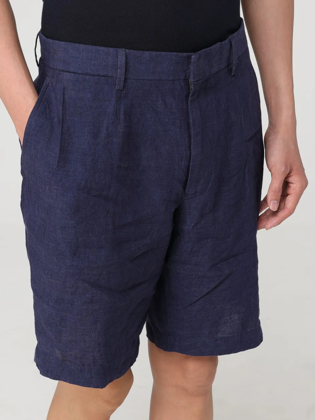 Pleated Linen Bermuda Shorts