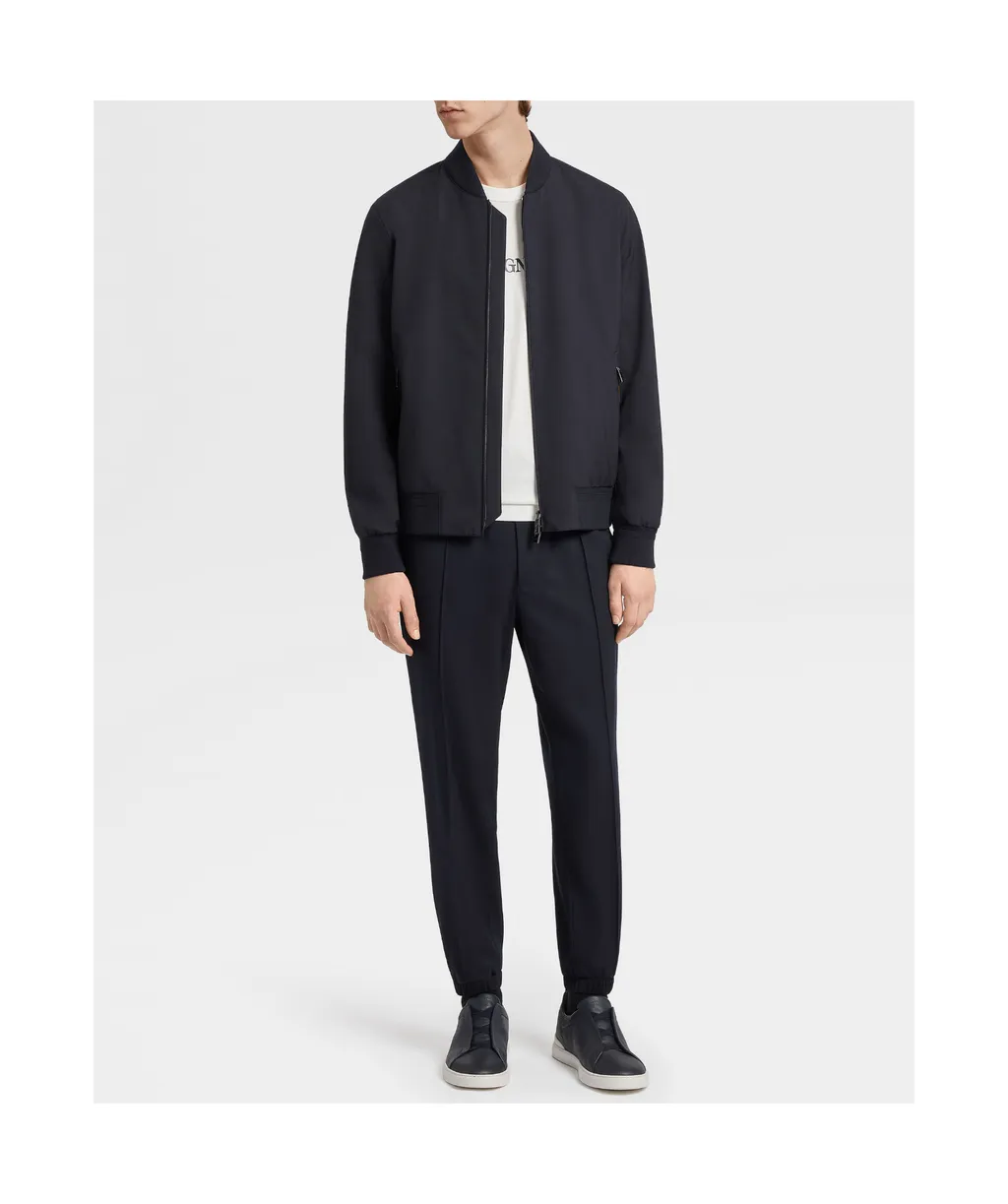Zipped Elasticated Hem Bomber Jacket
