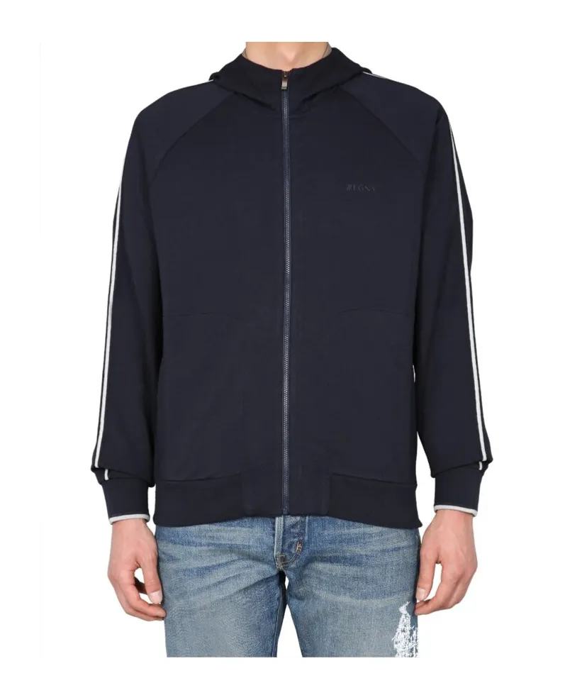 Logo Zippered Hooded Casual Jacket