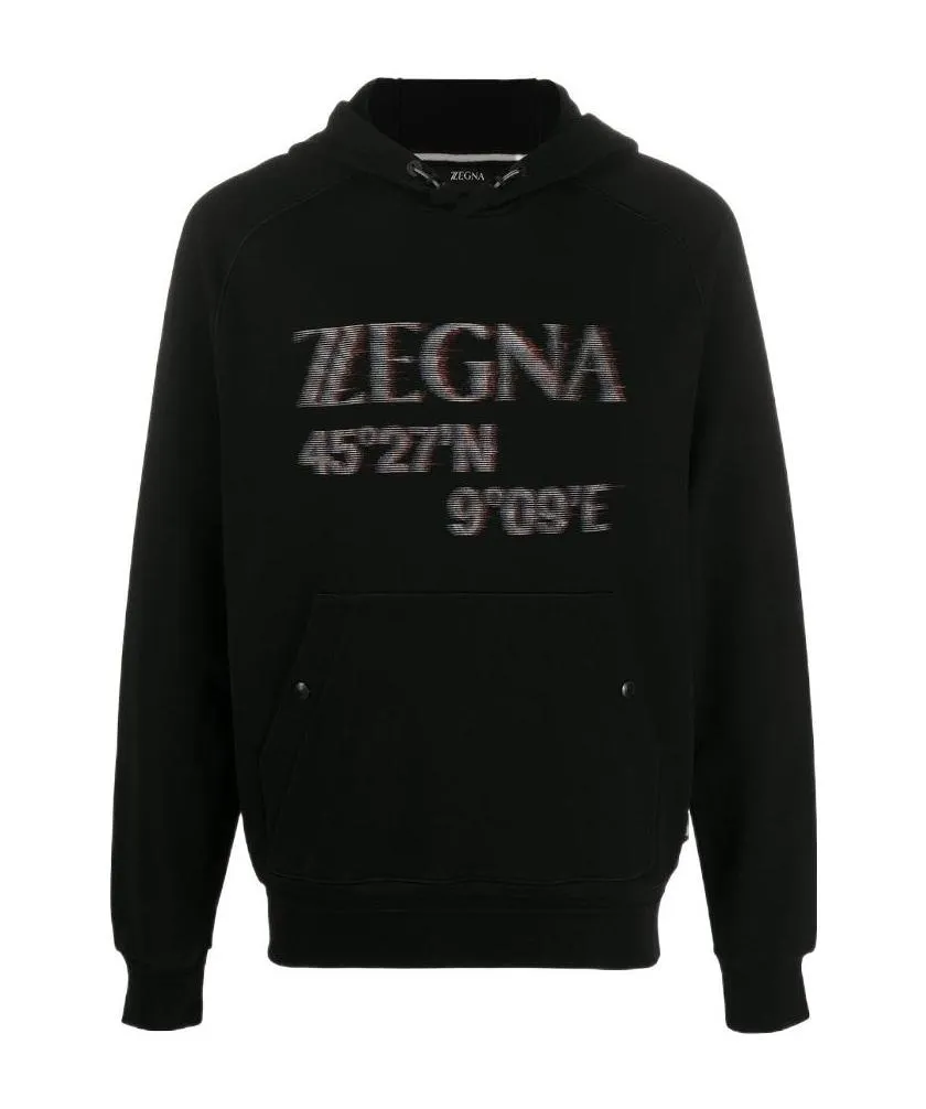 Logo Long-Sleeved Printed Hooded Sweater