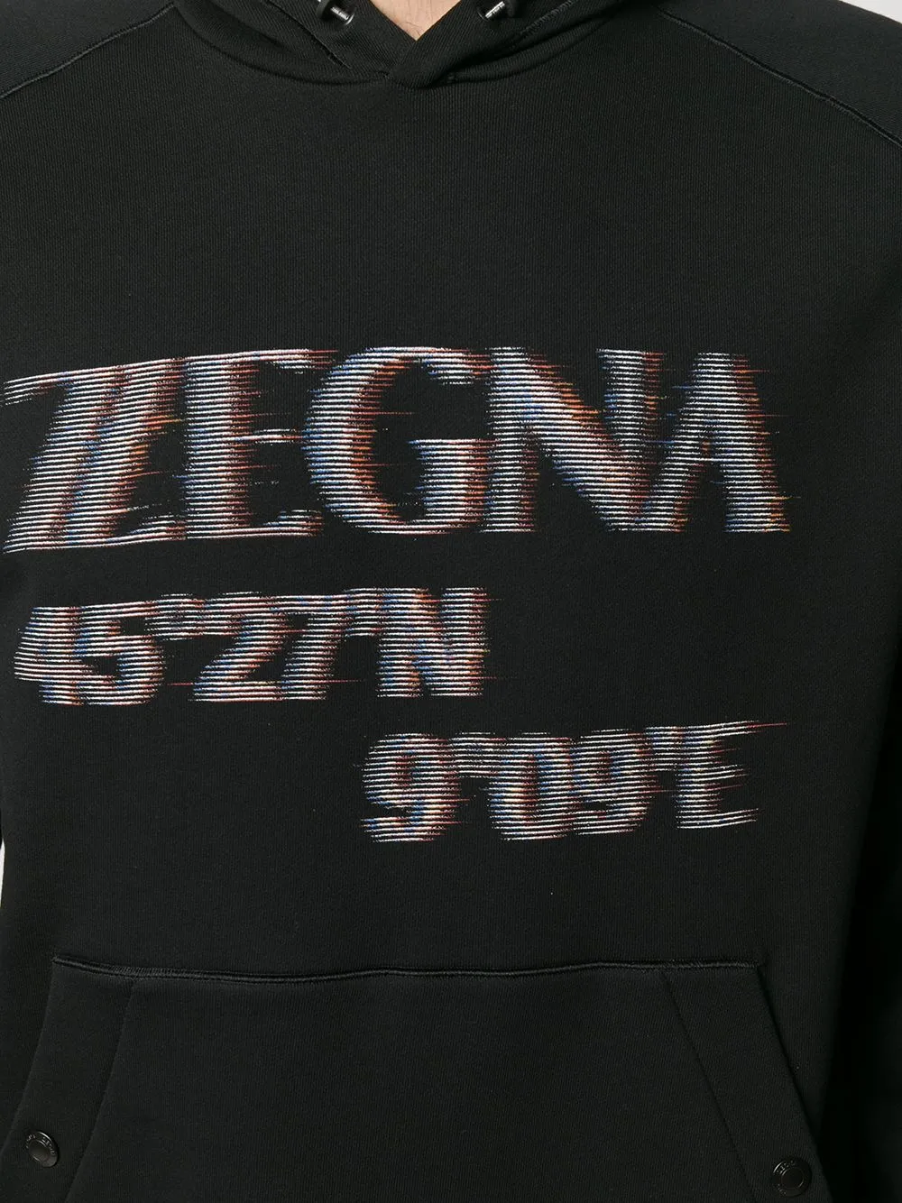 Logo Long-Sleeved Printed Hooded Sweater