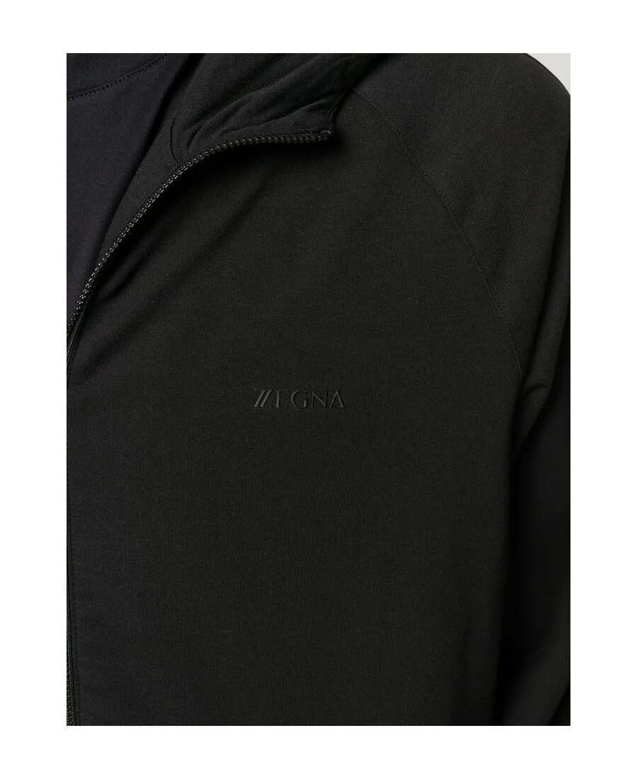 Zippered Hooded Sweatshirt