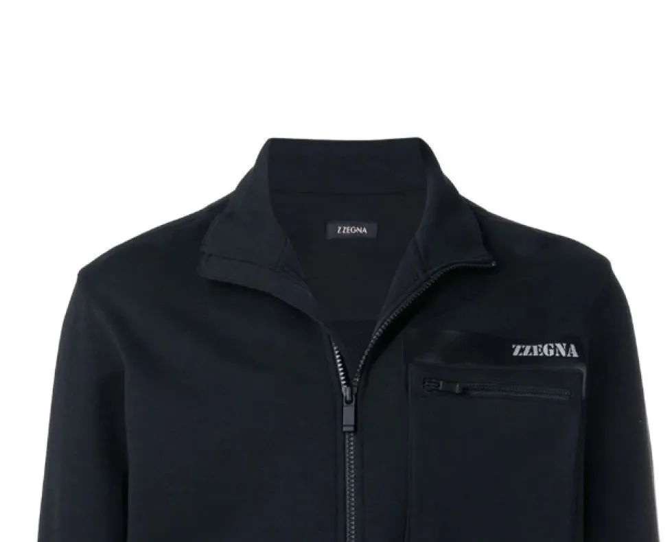 Logo Zipper Casual Coat