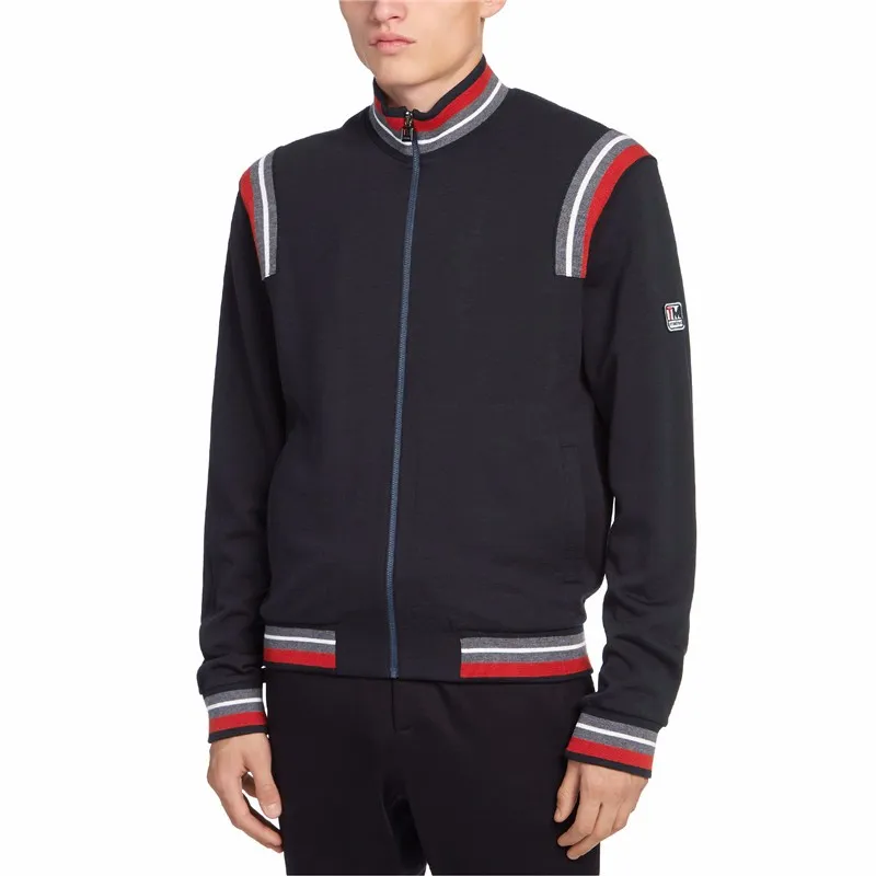Collision Striped Zipper Sports Jacket