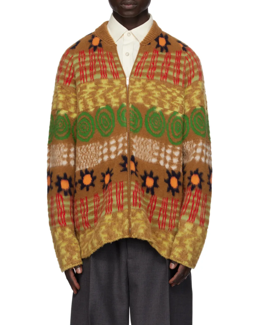 X The Elder Statesman Patterned-Intarsia Jacket