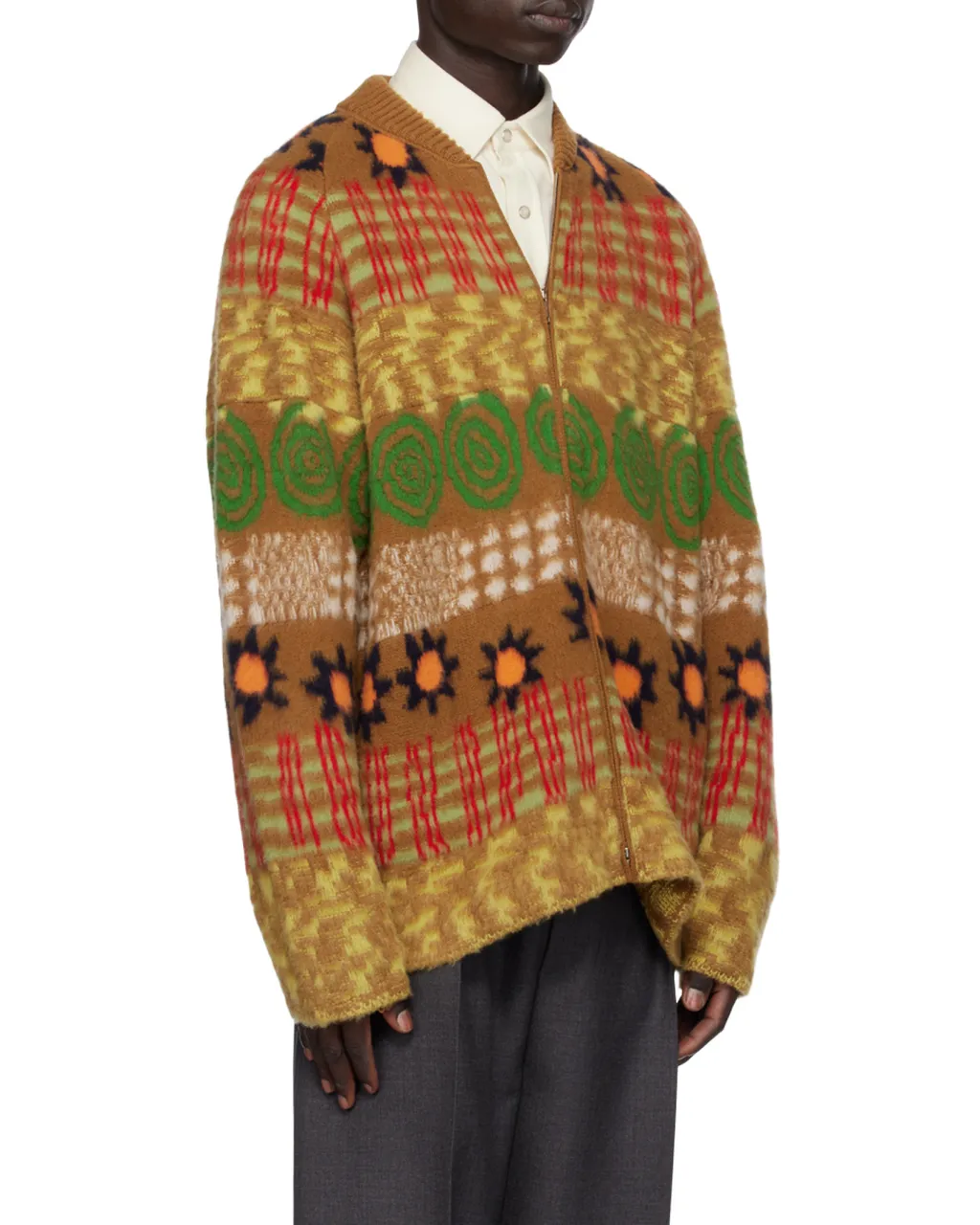 X The Elder Statesman Patterned-Intarsia Jacket