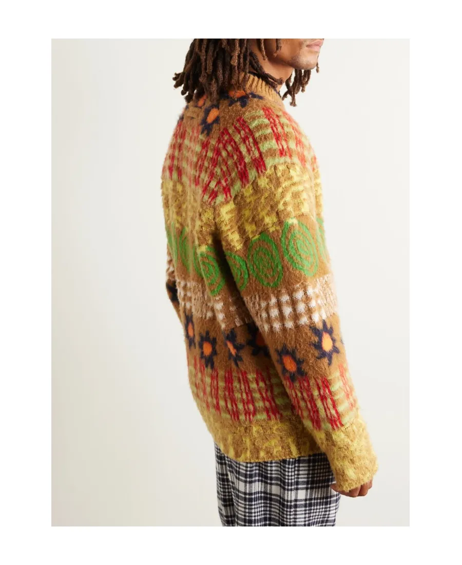 X The Elder Statesman Patterned-Intarsia Jacket