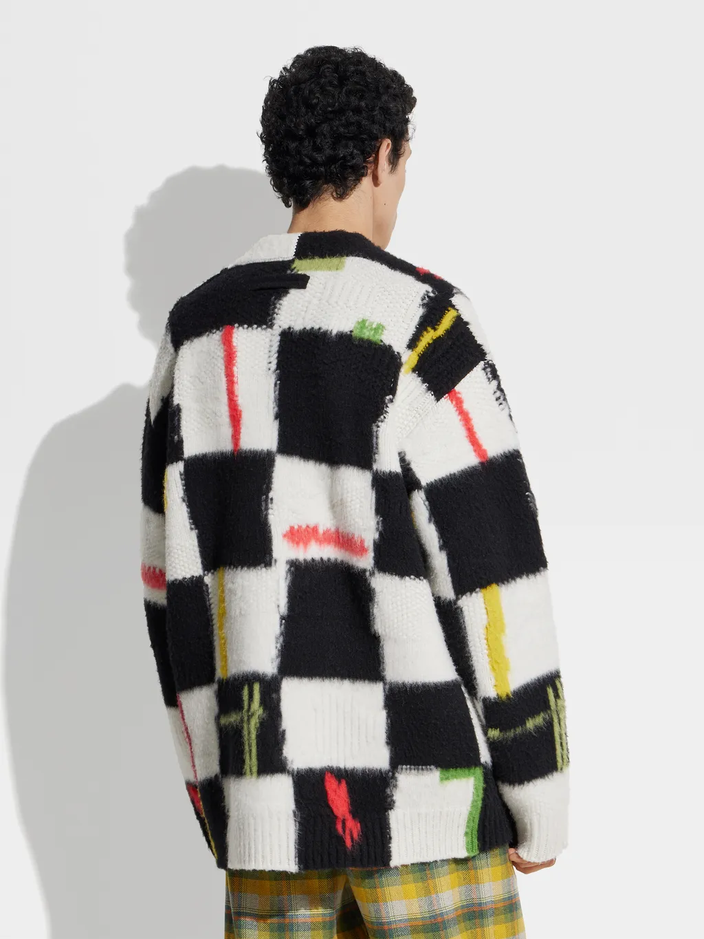 Checked Cashmere-Wool Cardigan