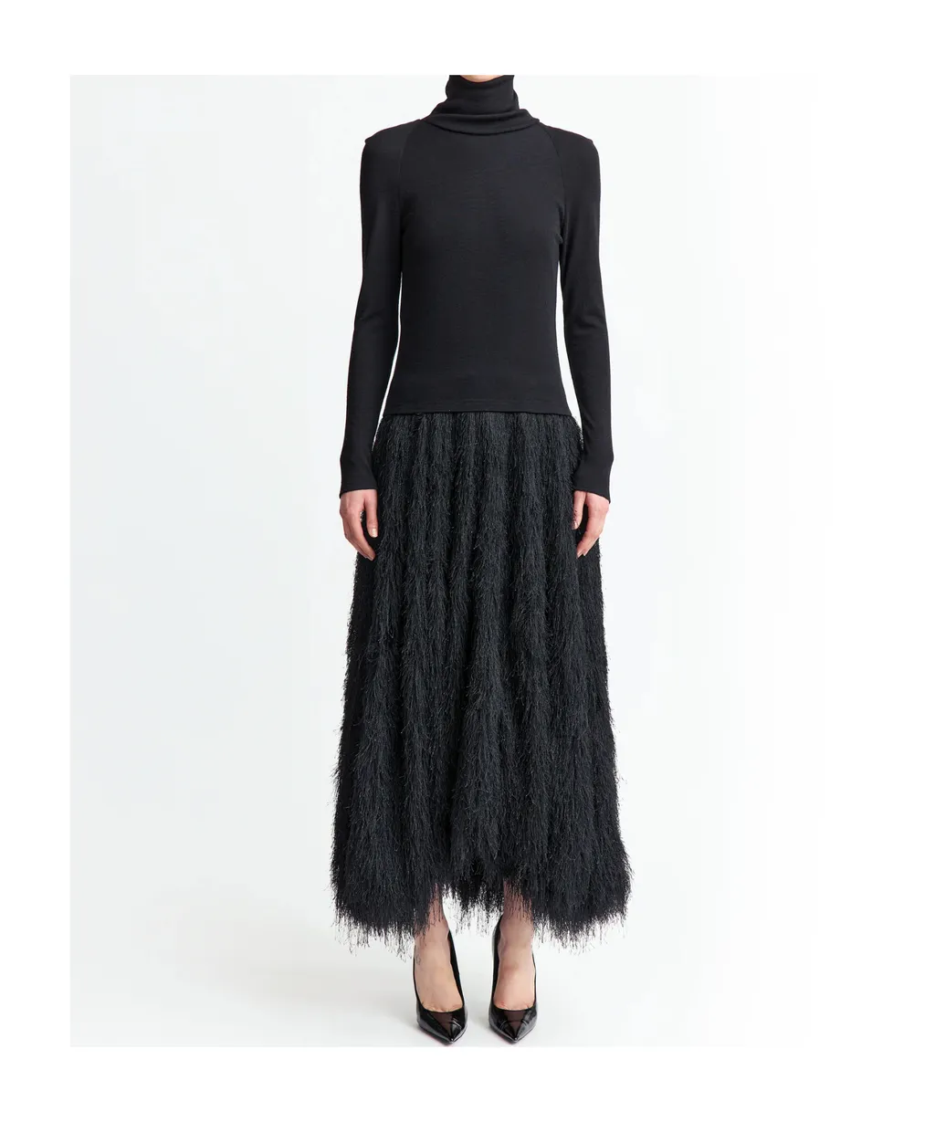 High-Neck Long-Sleeved Dress